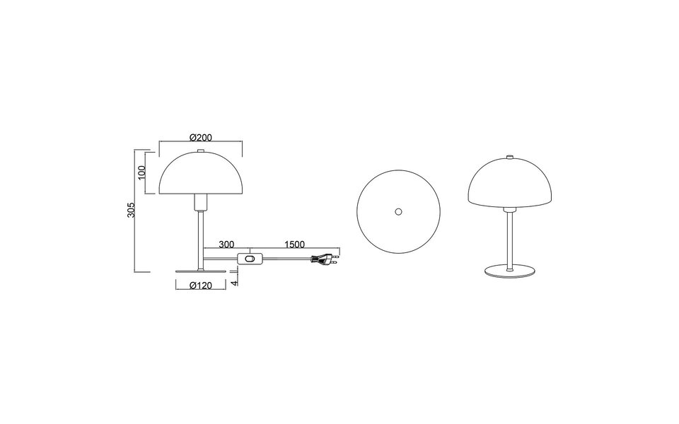 HLW LED LED Tafellamp Trion Alia - Ronde , Mat Zwart Metaal, E14 Fitting
