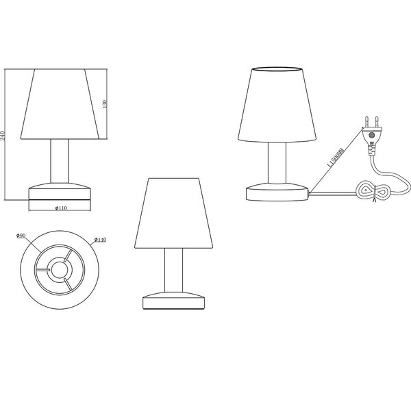 HLW LED Stijlvolle LED Tafellamp & Metalen  met Witte Lampenkap - E14 Fitting