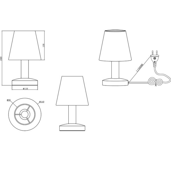 HLW LED LED Tafellamp Mat Nikkel - Metalen  met Grijze Lampenkap, E14 Fitting