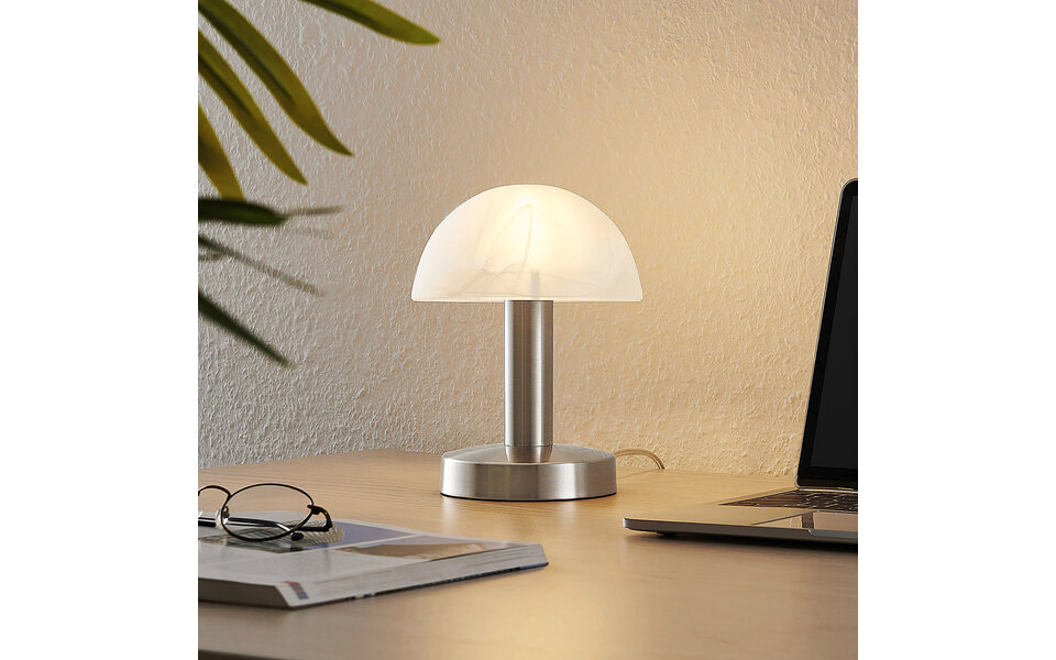 HLW LED LED Tafellamp Trion Nini - Metalen  & Glazen  in Wit Geborsteld Glas