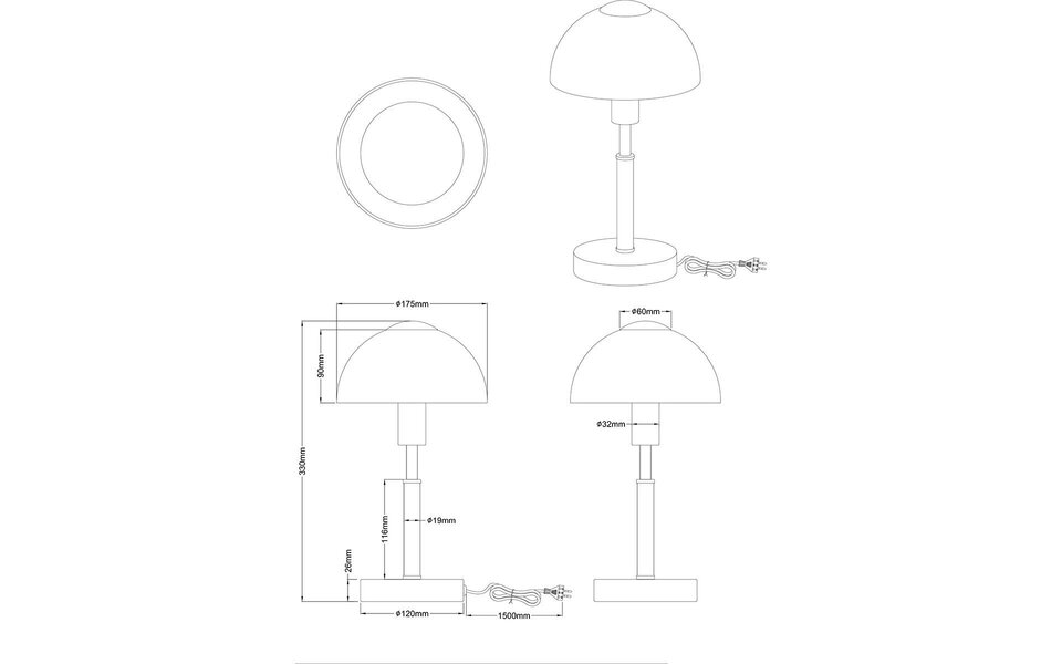 HLW LED LED Tafellamp Trion Dani - Metalen  met Wit & Goud Glas