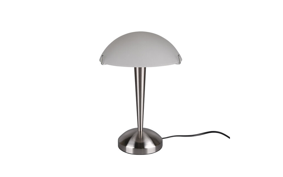 HLW LED Stijlvolle LED Tafellamp met Mat Nikkel & Wit Geborsteld Glas - Metalen