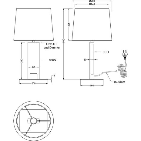 HLW LED Dimbare LED Tafellamp Trion Hula met E27 fitting - Mat Zwart & Metaal HLW LED Dimbare LED Tafellamp Trion Hula met E27 fitting - Mat Zwart & Metaal