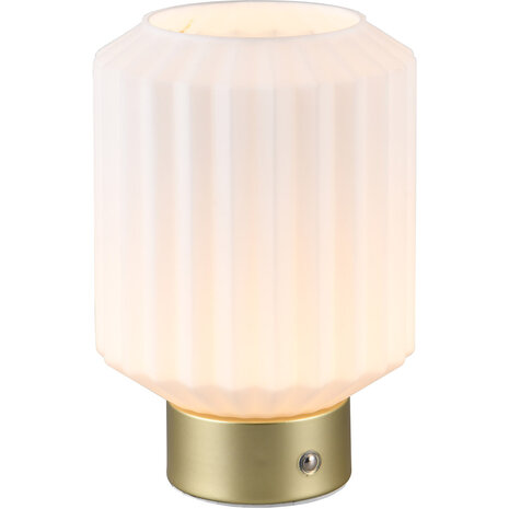 HLW LED LED Tafellamp & Metalen, Glazen, Witte & Gouden - Warm Wit 2700K-3000K, 5W LED HLW LED LED Tafellamp & Metalen, Glazen, Witte & Gouden - Warm Wit 2700K-3000K, 5W LED