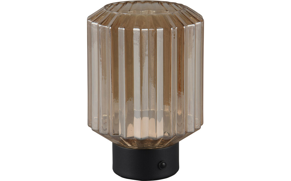 HLW LED LED Tafellamp Trion Doli – Warm Wit 3000K, Mat Zwart Metaal & Amber Glas