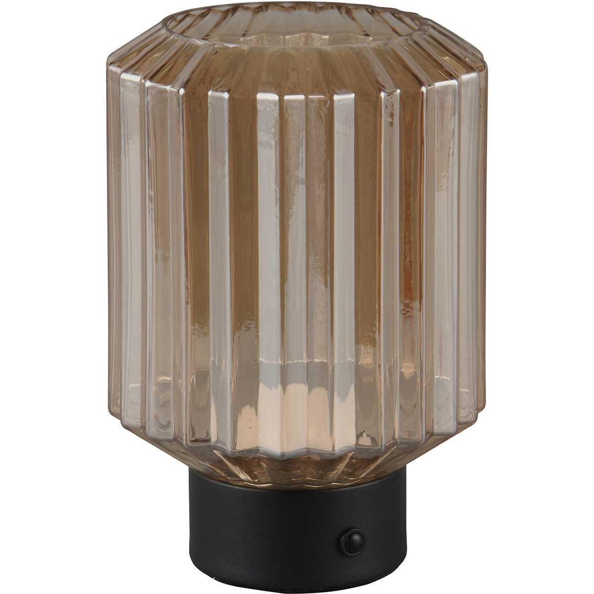LED Tafellamp Trion Doli – Warm Wit 3000K, Mat Zwart Metaal & Amber Glas