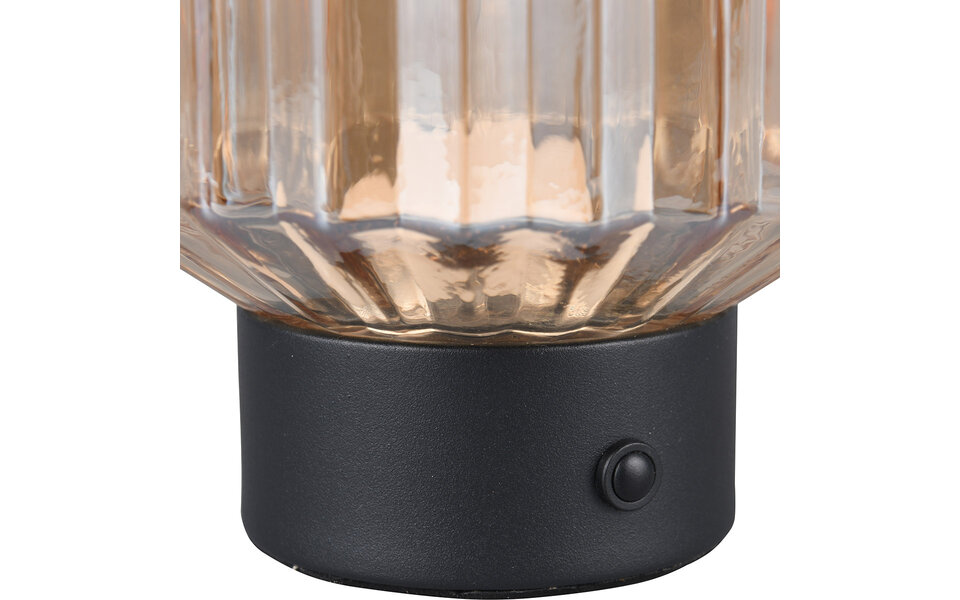 HLW LED LED Tafellamp Trion Doli – Warm Wit 3000K, Mat Zwart Metaal & Amber Glas