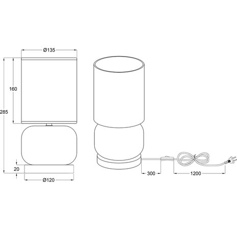 HLW LED LED Tafellamp Trion Oliy – Ronde , Mat Zwart Metaal & Rookkleur Glas
