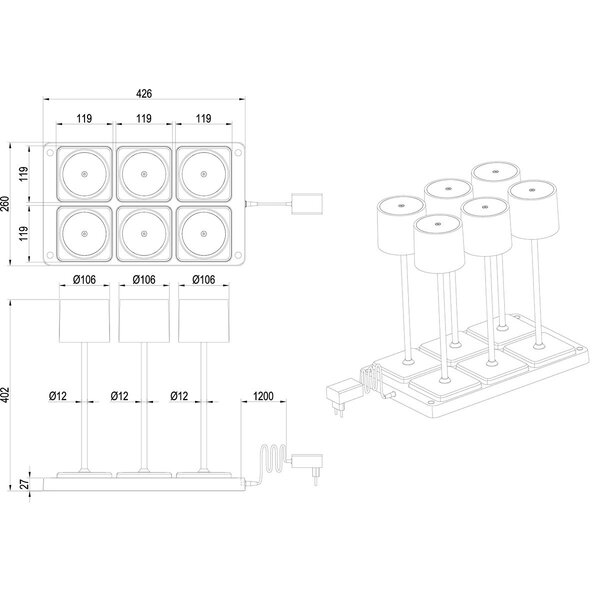 HLW LED Stijlvolle LED Tafellamp 1.5W met Stoffen Kap en Oplaadbare Batterijen HLW LED Stijlvolle LED Tafellamp 1.5W met Stoffen Kap en Oplaadbare Batterijen