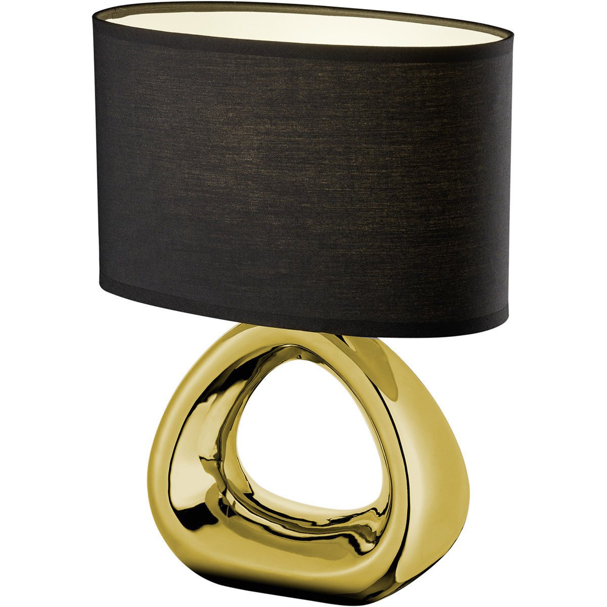 LED Tafellamp Mat Goud - Rond Keramiek Design met E27 Fitting, Gouden Stijl