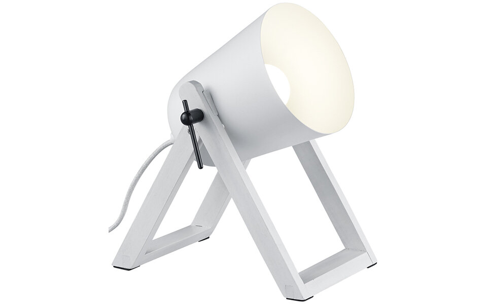 HLW LED LED Tafellamp Maryla - Ronde , Houten & Witte , E27 Fitting