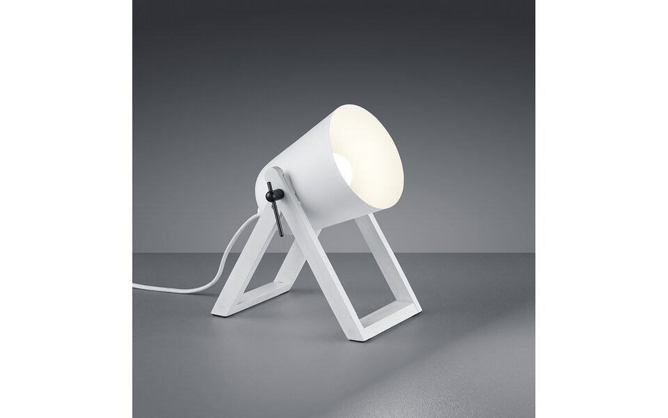 HLW LED LED Tafellamp Maryla - Ronde , Houten & Witte , E27 Fitting