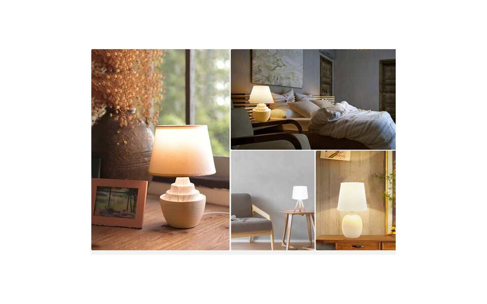 HLW LED LED Tafellamp Aigi Bomun - Ronde , Mat Bruin Keramiek, E14 Fitting