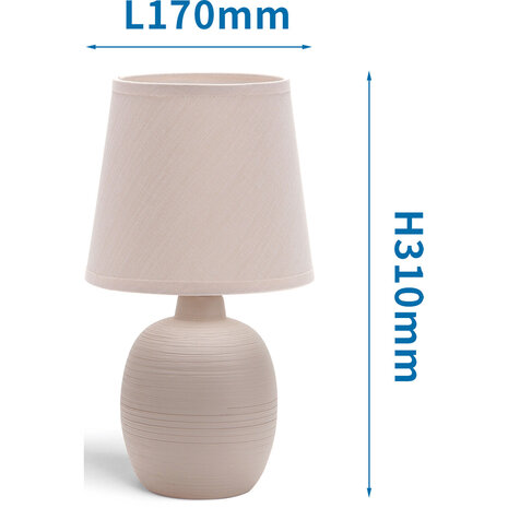 HLW LED LED Tafellamp Aigi Bomun - Ronde , Mat Bruin Keramiek, E14 Fitting