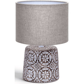 LED Tafellamp Aigi Herdon - Rond Mat Bruin Keramiek E14