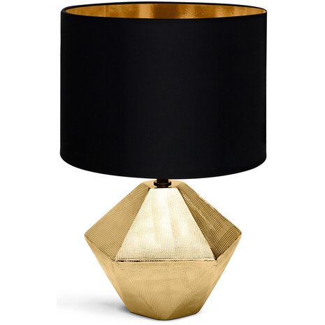 LED Tafellamp Aigi Uynimo XL - Ronde , Mat Zwart & Goud, E14