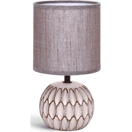 LED Tafellamp Aigi Traplon - Rond Mat Bruin Keramiek met E14 Fitting