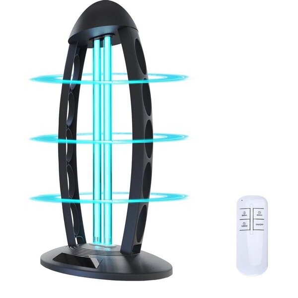 HLW LED UV-C Tafellamp - Zwarte  met 360º Straling, Timer & Afstandsbediening