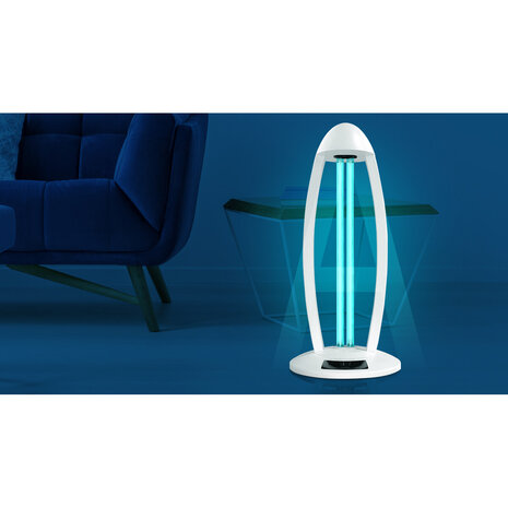 HLW LED UV-C LED Tafellamp 38W met Timer en Afstandsbediening - Witte  360º Desinfectie