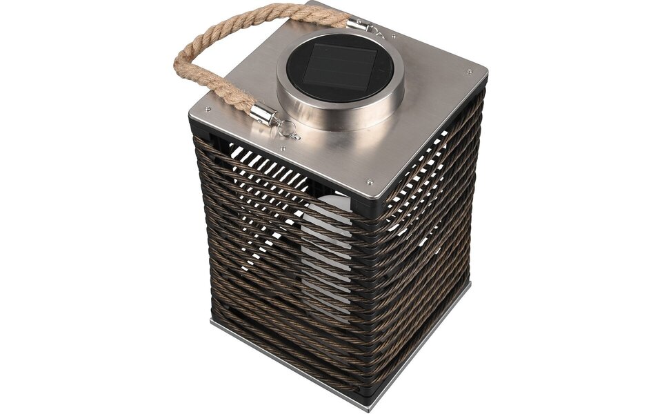 HLW LED LED Tafellamp met Zonne-energie, Sensor & Spatwaterdicht - Mat Zwarte Stoffen Kap