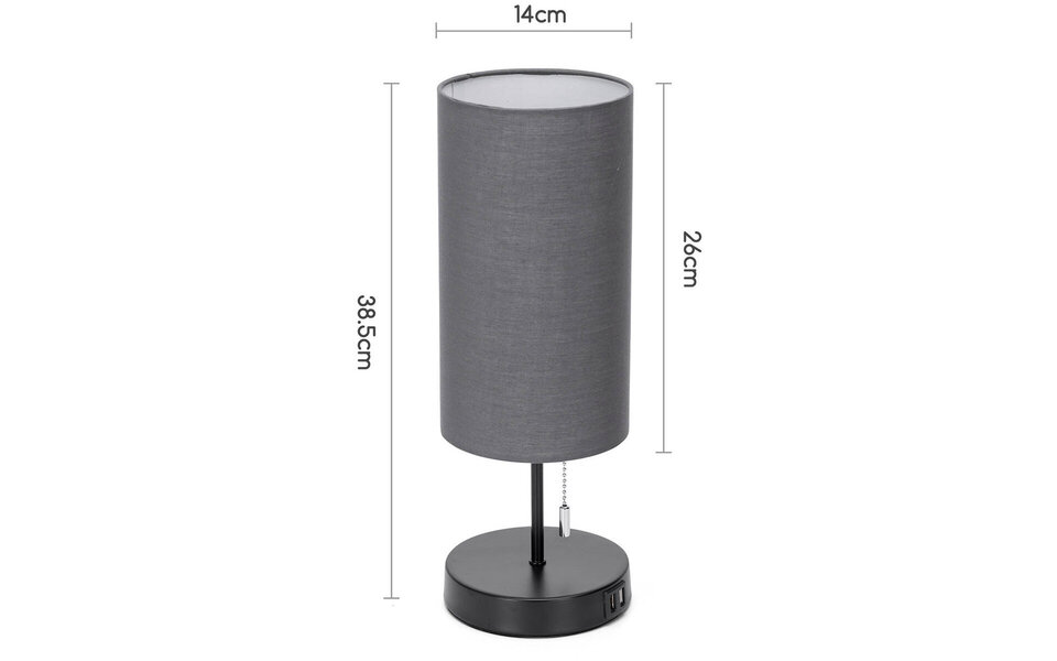 HLW LED LED Tafellamp met USB Oplaadfunctie - Mat Zwart Aluminium - Rond - E27 Fitting HLW LED LED Tafellamp met USB Oplaadfunctie - Mat Zwart Aluminium - Rond - E27 Fitting