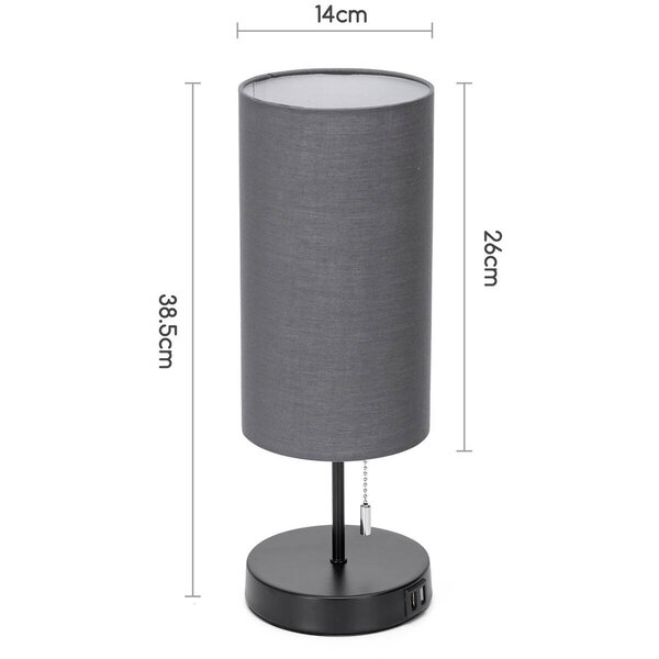 HLW LED LED Tafellamp met USB Oplaadfunctie - Mat Zwart Aluminium - Rond - E27 Fitting HLW LED LED Tafellamp met USB Oplaadfunctie - Mat Zwart Aluminium - Rond - E27 Fitting