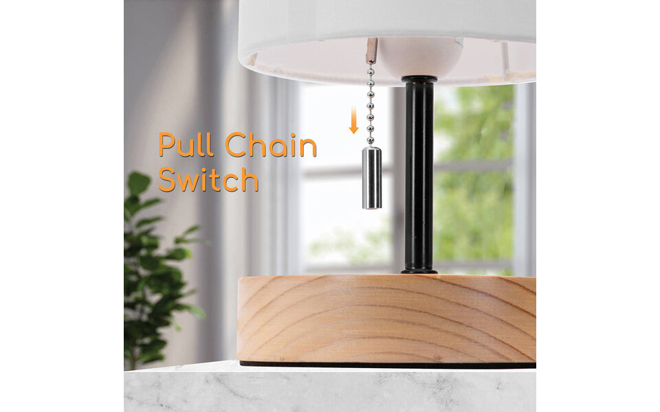 HLW LED LED Tafellamp Aigi Marcia met USB Oplaadfunctie - Rond Houten Design, E27 Fitting