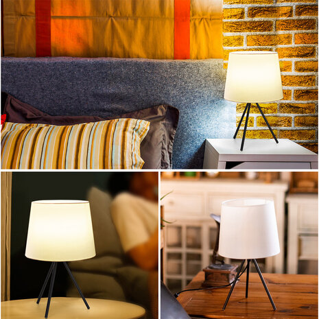 HLW LED LED Tafellamp Aigi Pinny - Mat Wit Stalen Rond Model | Met Snoerschakelaar