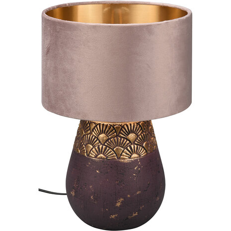 HLW LED LED Tafellamp Trion Kalan - Ronde , Mat Bruin Keramiek