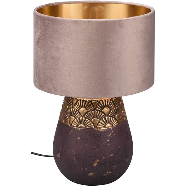 HLW LED LED Tafellamp Trion Kalan - Ronde , Mat Bruin Keramiek