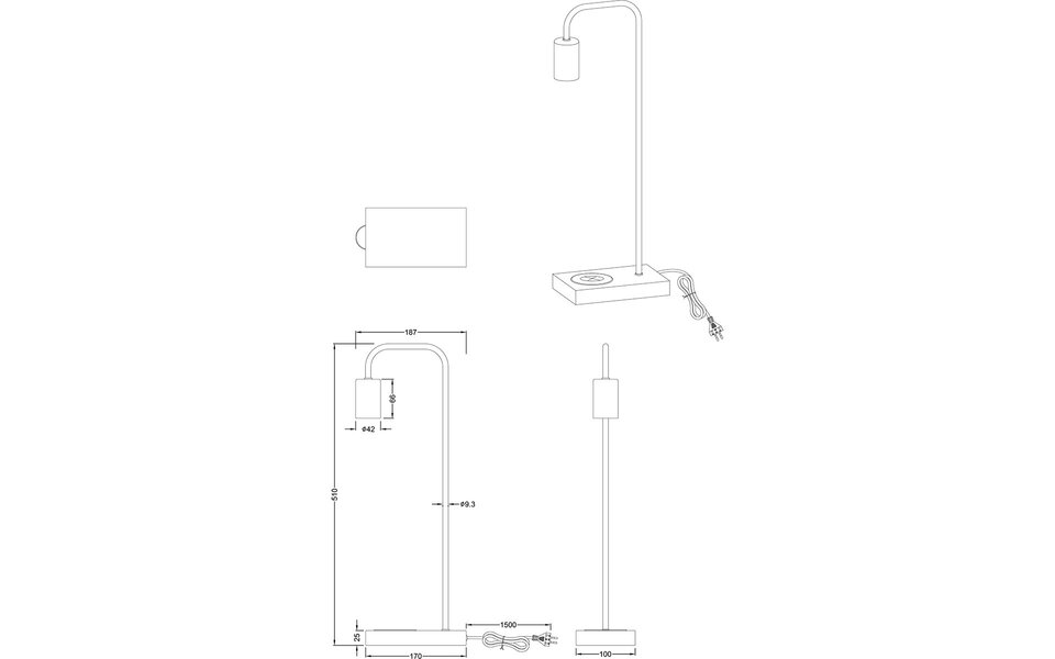 HLW LED LED Tafellamp Mat Zwart met Beam Angle verstelbaar - Rechthoekige  & Zwarte