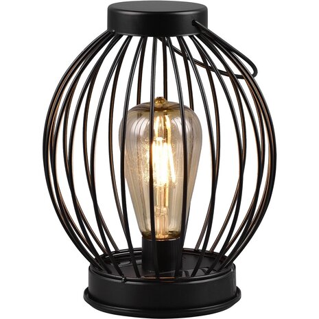 HLW LED Zwarte LED Tafellamp op Zonne-energie - Ronde , Warm Wit, Waterdicht IP44