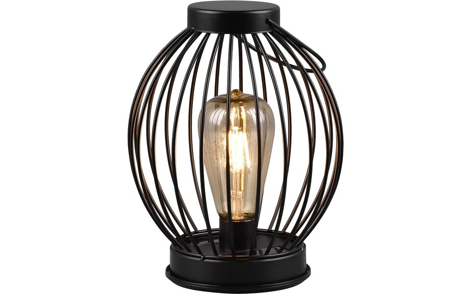 HLW LED Zwarte LED Tafellamp op Zonne-energie - Ronde , Warm Wit, Waterdicht IP44