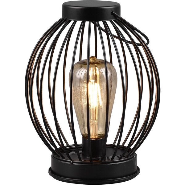 HLW LED Zwarte LED Tafellamp op Zonne-energie - Ronde , Warm Wit, Waterdicht IP44