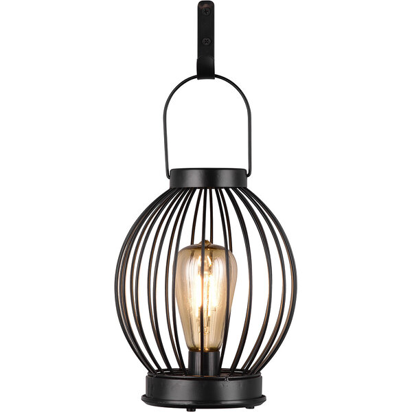 HLW LED Zwarte LED Tafellamp op Zonne-energie - Ronde , Warm Wit, Waterdicht IP44