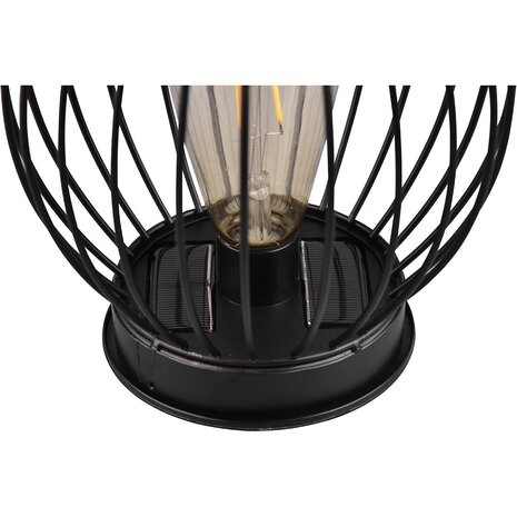 HLW LED Zwarte LED Tafellamp op Zonne-energie - Ronde , Warm Wit, Waterdicht IP44