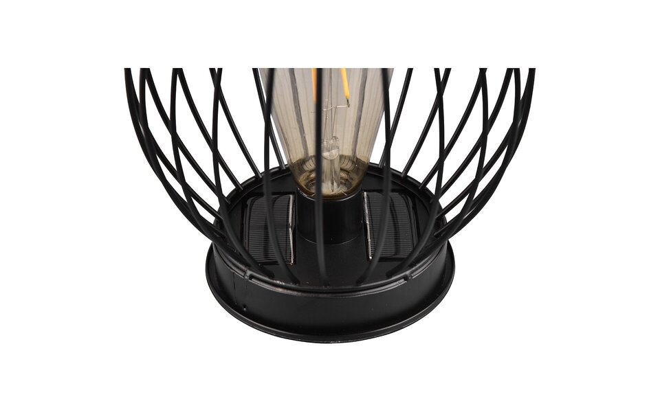 HLW LED Zwarte LED Tafellamp op Zonne-energie - Ronde , Warm Wit, Waterdicht IP44