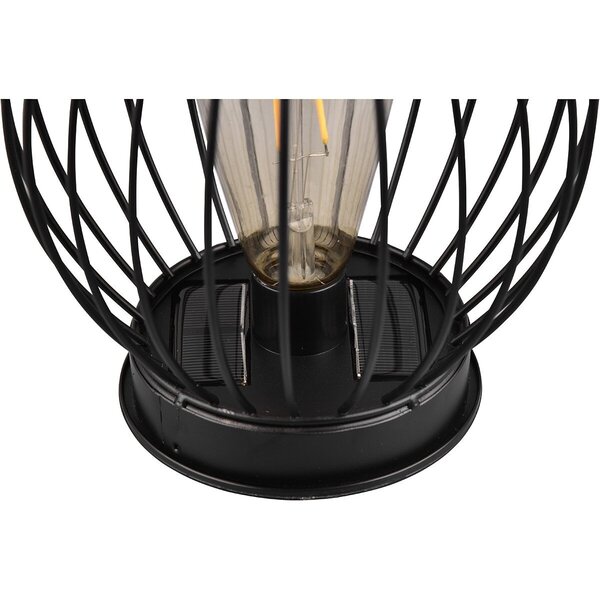 HLW LED Zwarte LED Tafellamp op Zonne-energie - Ronde , Warm Wit, Waterdicht IP44