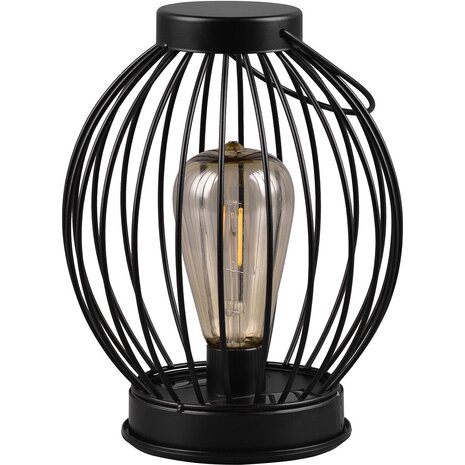 HLW LED Zwarte LED Tafellamp op Zonne-energie - Ronde , Warm Wit, Waterdicht IP44