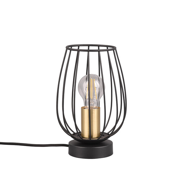 HLW LED LED Tafellamp Trion Rigo - Mat Zwart Metaal, Universele E27 Fitting