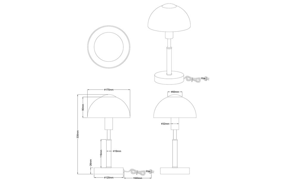 HLW LED LED Tafellamp Trion Dani met metalen en glazen  look, E14 fitting en witte kap