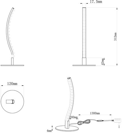 HLW LED LED Tafellamp Trion Ivel – Mat Nikkel, Warm Wit 3000K, 3.5W LED Metalen