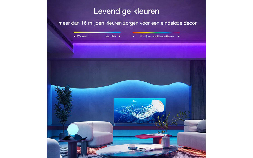 HLW LED Dimbare LED Strip Set RGB - 5 Meter, 150 LEDs, Afstandsbediening HLW LED Dimbare LED Strip Set RGB - 5 Meter, 150 LEDs, Afstandsbediening