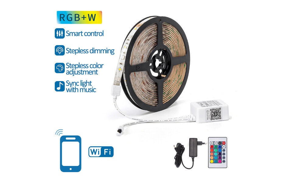 HLW LED Smart LED Strip Aigi - Dimbaar RGB 5 meter WiFi LED lamp
