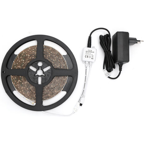 HLW LED Dimbare LED Strip Set 5m - Warm Wit 3000K - Waterdicht IP65 HLW LED Dimbare LED Strip Set 5m - Warm Wit 3000K - Waterdicht IP65