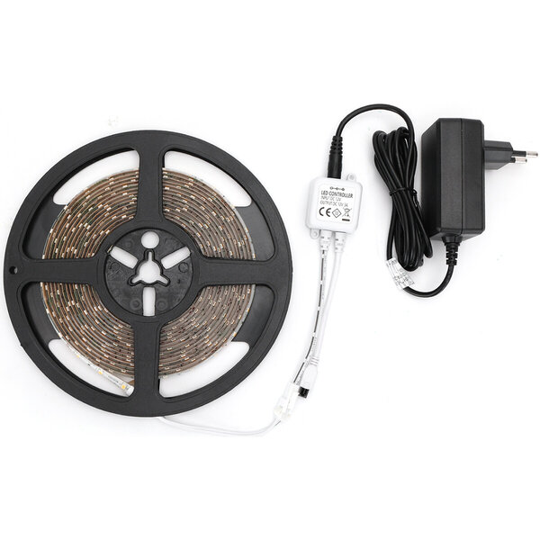 HLW LED Dimbare LED Strip Set 5m - Warm Wit 3000K - Waterdicht IP65 HLW LED Dimbare LED Strip Set 5m - Warm Wit 3000K - Waterdicht IP65