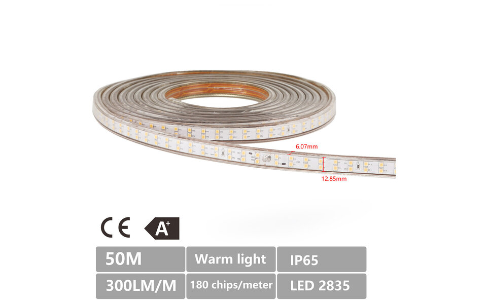 HLW LED LED Strip Aigi Strobi 50m - Waterdicht Warm Wit 3000K HLW LED LED Strip Aigi Strobi 50m - Waterdicht Warm Wit 3000K
