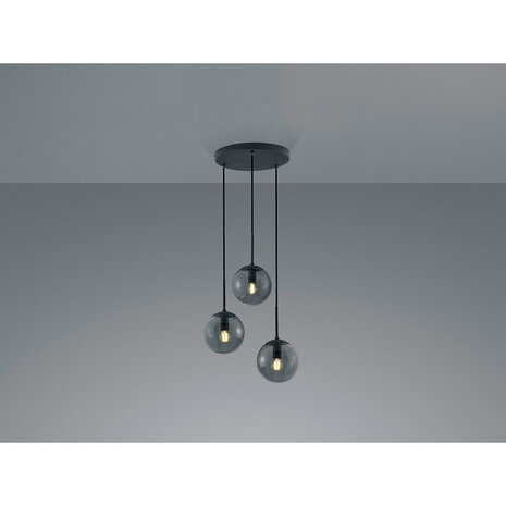 HLW LED LED Hanglamp Trion Balina - 3-lichts Rond Mat Antraciet Aluminium E14 HLW LED LED Hanglamp Trion Balina - 3-lichts Rond Mat Antraciet Aluminium E14
