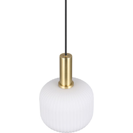 HLW LED Stijlvolle Metalen LED Hanglamp met Wit Glas en Mat Messing Afwerking