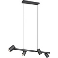 Zwarte LED Hanglamp Trion Milona - 4-lichts, GU10 Fitting, Mat Zwart Aluminium